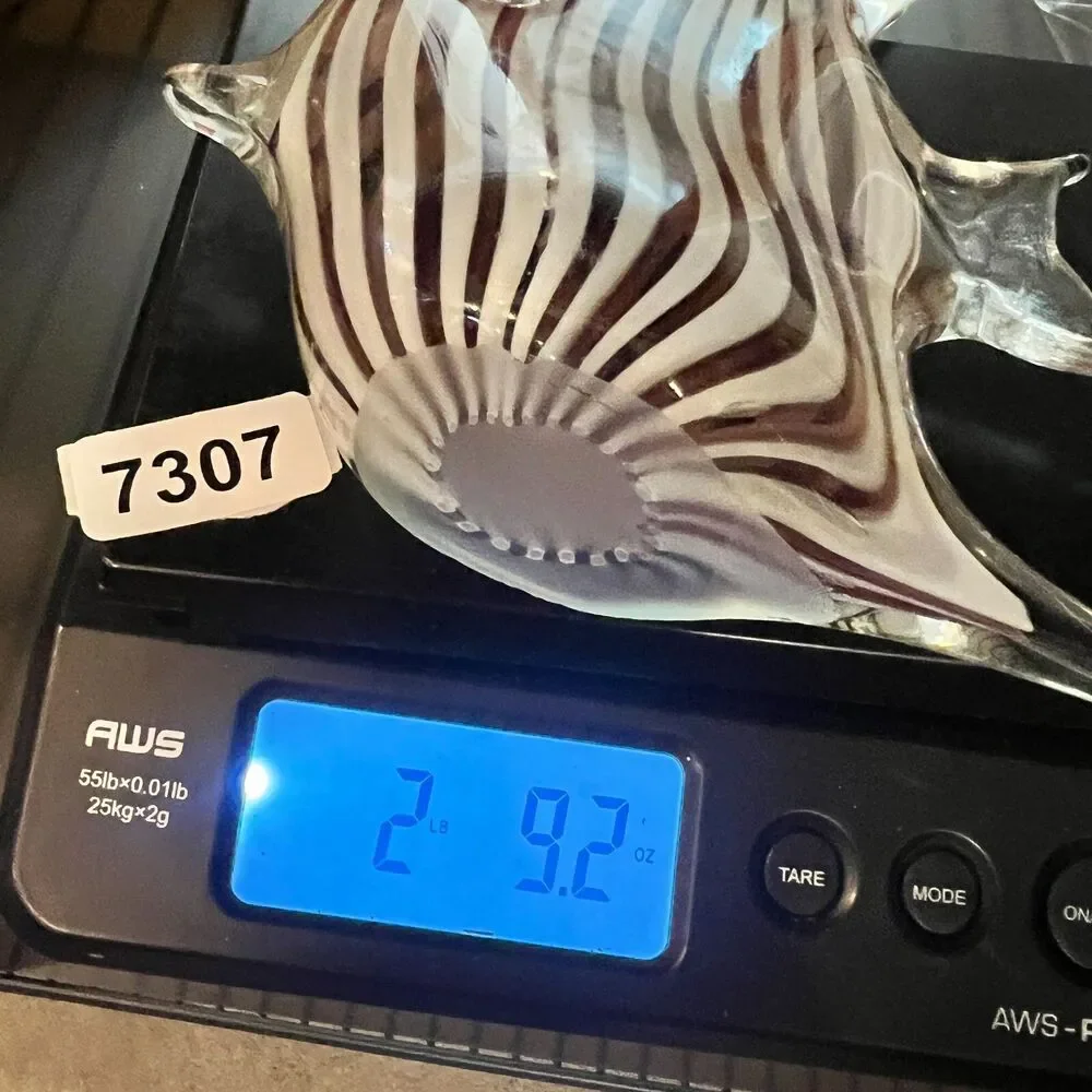 Reef Water Art Glass Sculpture Exotic Angel Fish Figurine Purple White Stripes